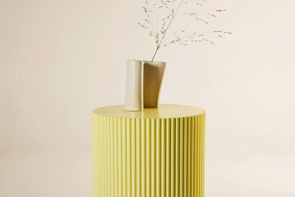 BEISTELLTISCH Pappel Hellgelb rund  - Hellgelb, MODERN, Holz (30,5/40cm) - Livetastic