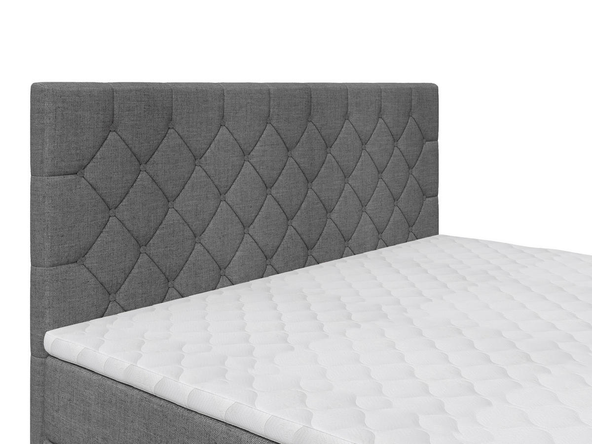 BOXSPRINGBETT 160/200 cm,  in Anthrazit, Matratze, Topper, H2 + H2 = mittel  - Anthrazit/Schwarz, KONVENTIONELL, Textil/Metall (160/200cm) - Chameo
