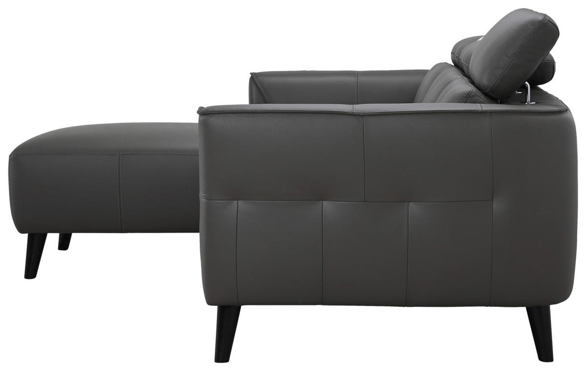 ECKSOFA Grau Echtleder  - Grau, KONVENTIONELL, Leder (223/92,5/173cm) - MID.YOU