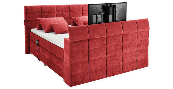 BOXSPRINGBETT 180/200 cm  in Rot  - Rot, KONVENTIONELL, Textil (180/200cm) - Carryhome