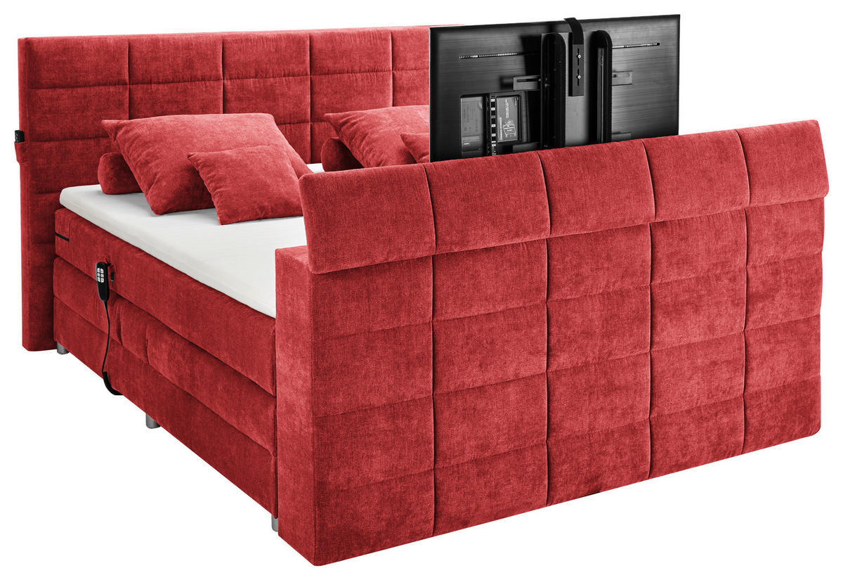 BOXSPRING-ÁGY 180/200 cm  piros  - piros, Konventionell, textil (180/200cm) - Carryhome