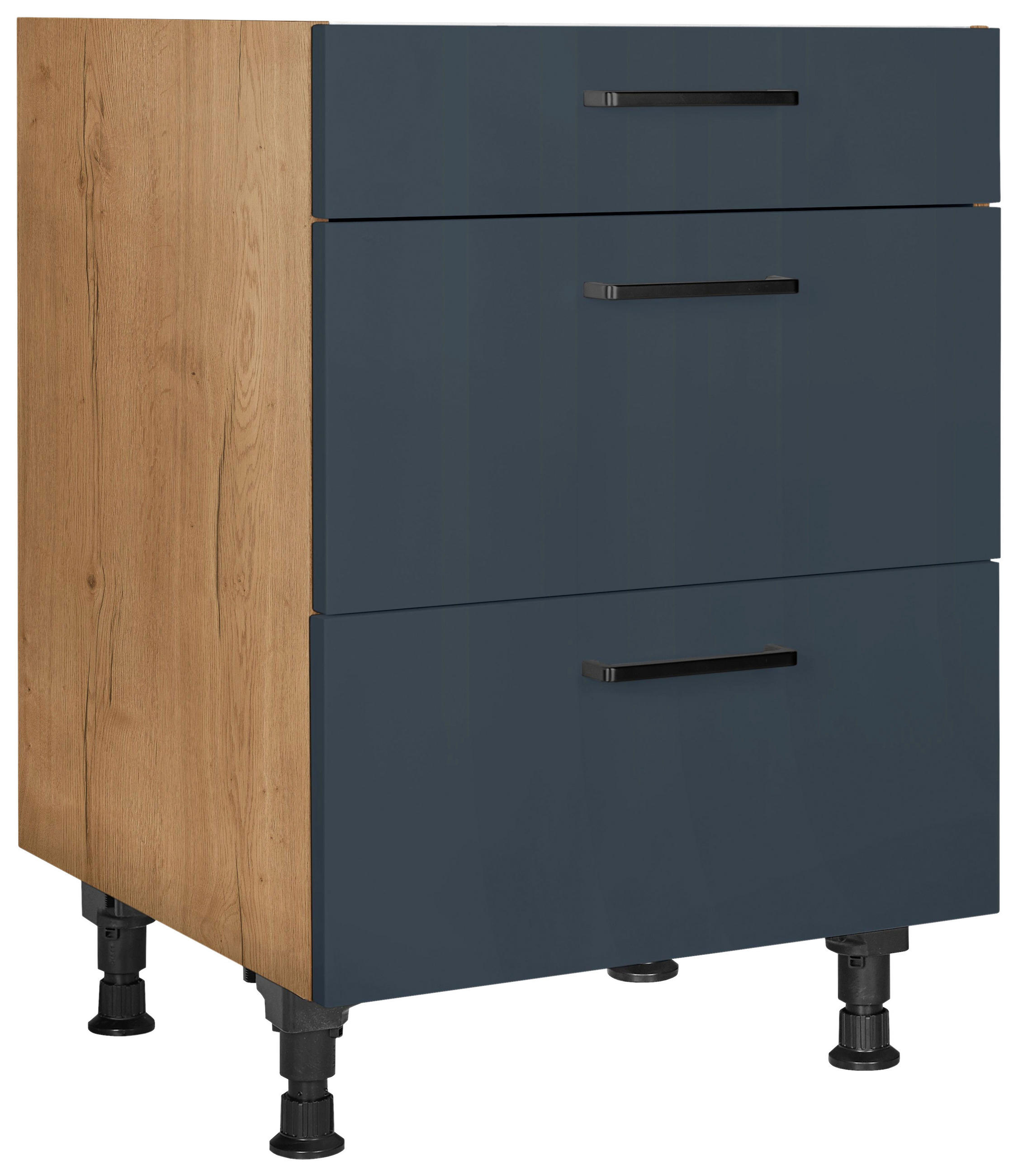 KOCHFELDUMBAUSCHRANK 60,0/87,0/56,0 cm  in Blau, Eichefarben  - Blau/Eichefarben, MODERN, Holzwerkstoff/Metall (60,0/87,0/56,0cm) - Nobilia