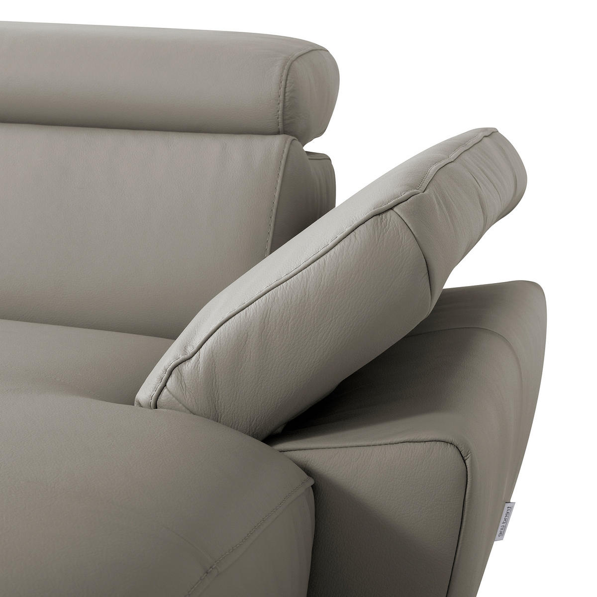 ECKSOFA SONO Schlammfarben Echtleder Lederlook Bettkasten, Armteilverstellung, Kopfteilverstellung  - Chromfarben/Schlammfarben, Design, Leder/Textil (252/179cm) - Livetastic