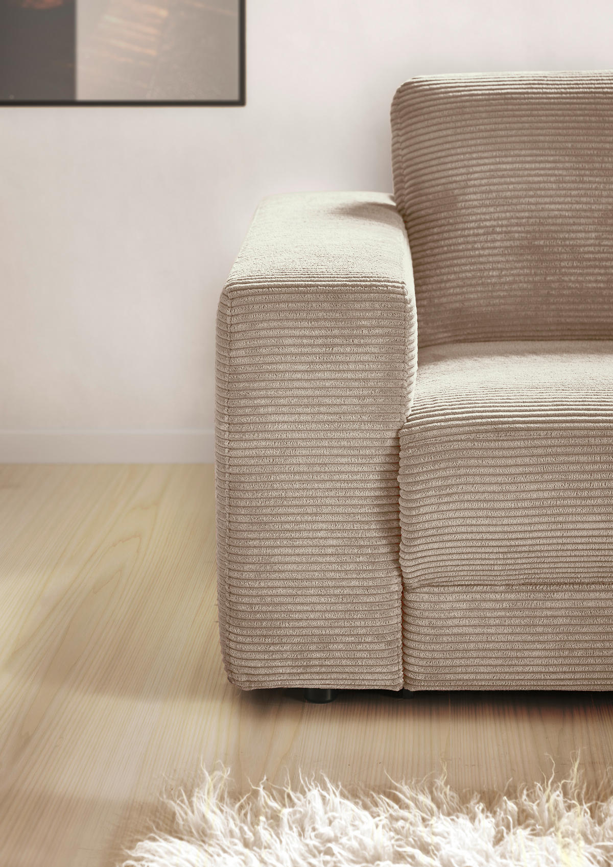 ECKSOFA in Cord Taupe  296/168 cm  - Taupe/Schwarz, Design, Kunststoff/Textil (296/168cm) - Pure Home Lifestyle