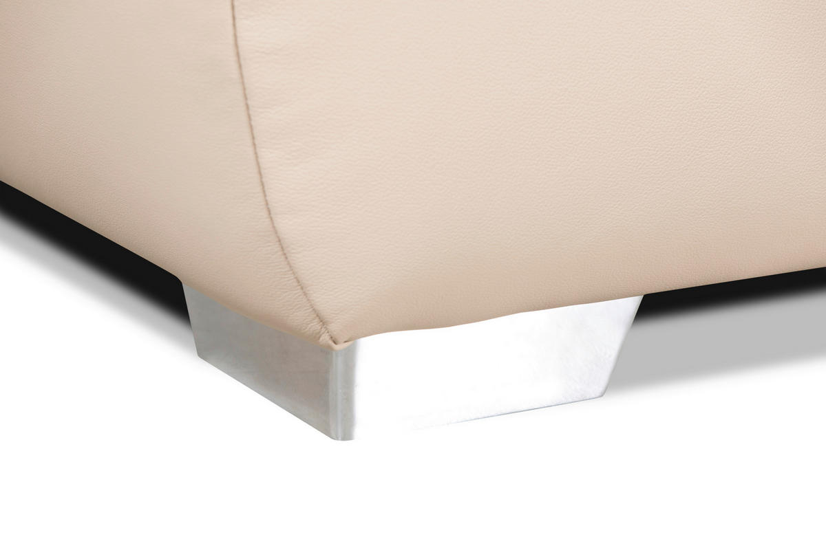 SCHLAFSOFA  in Echtleder Beige  - Chromfarben/Beige, KONVENTIONELL, Leder/Metall (195/85/90cm) - Livetastic