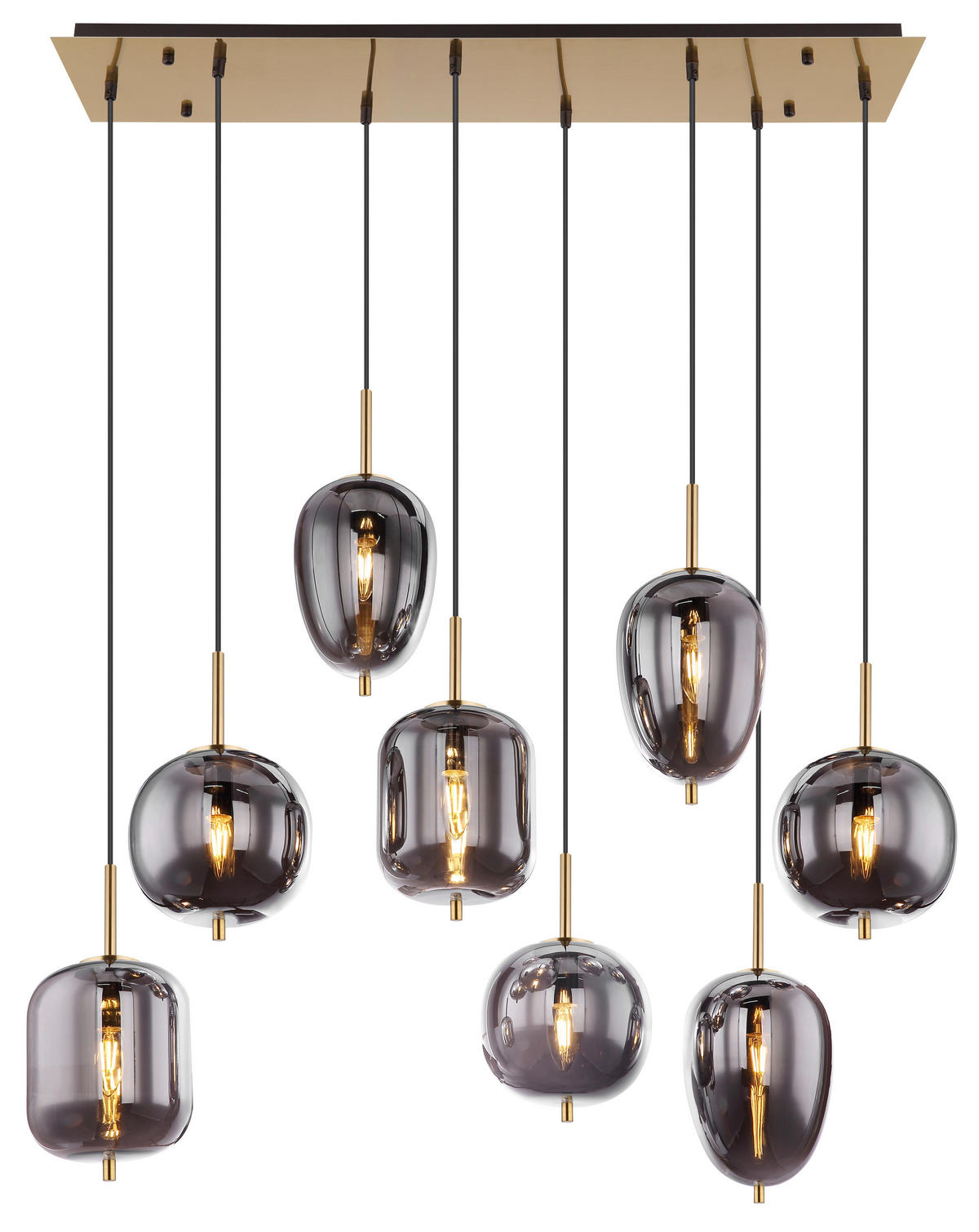 HÄNGELEUCHTE 102,5/34/120 cm  - Messingfarben/Grau, Design, Glas/Metall (102,5/34/120cm) - Globo