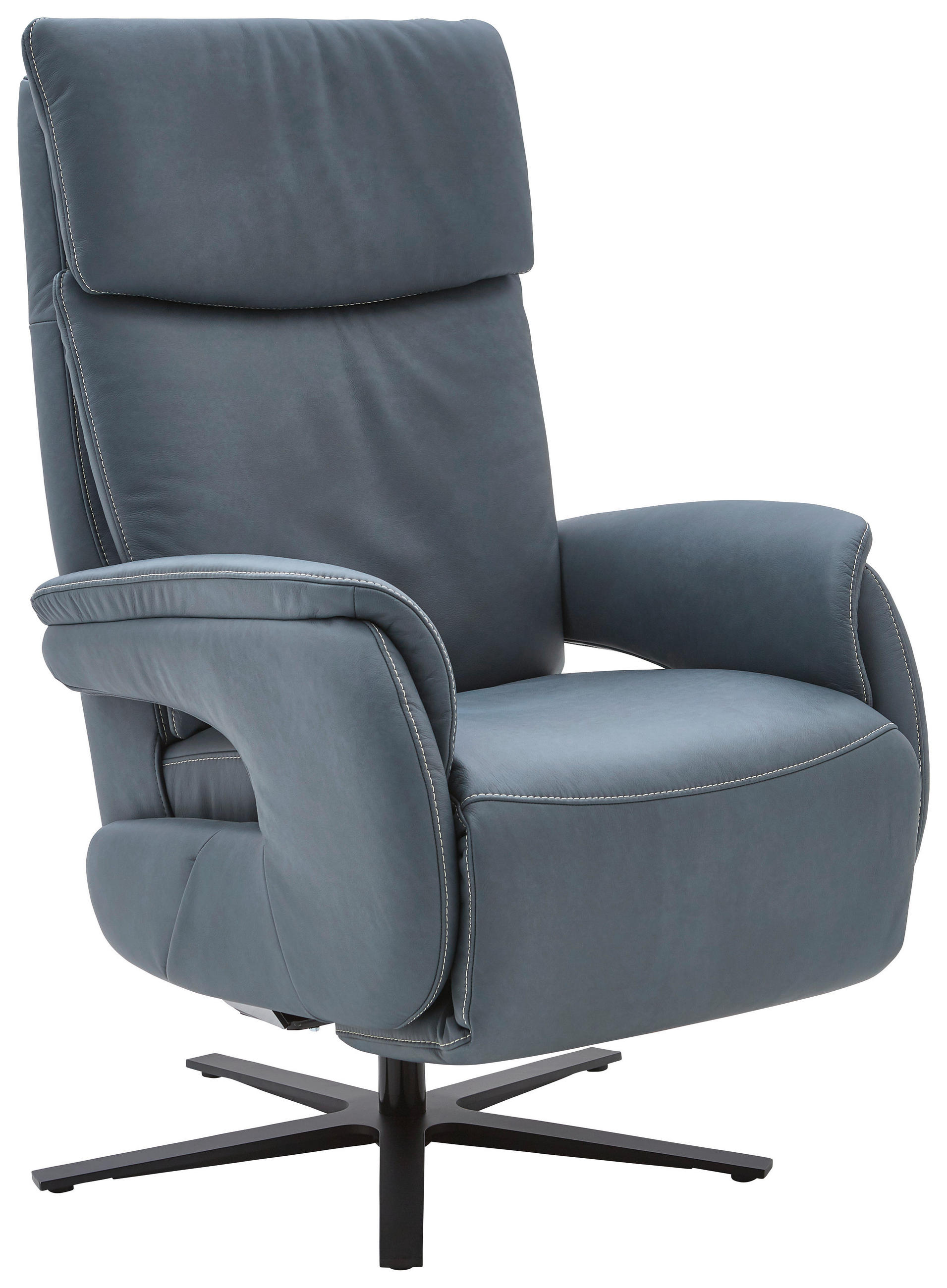 RELAXSESSEL Echtleder    - Graublau/Schwarz, KONVENTIONELL, Leder/Metall (70/117/85cm) - Dieter Knoll