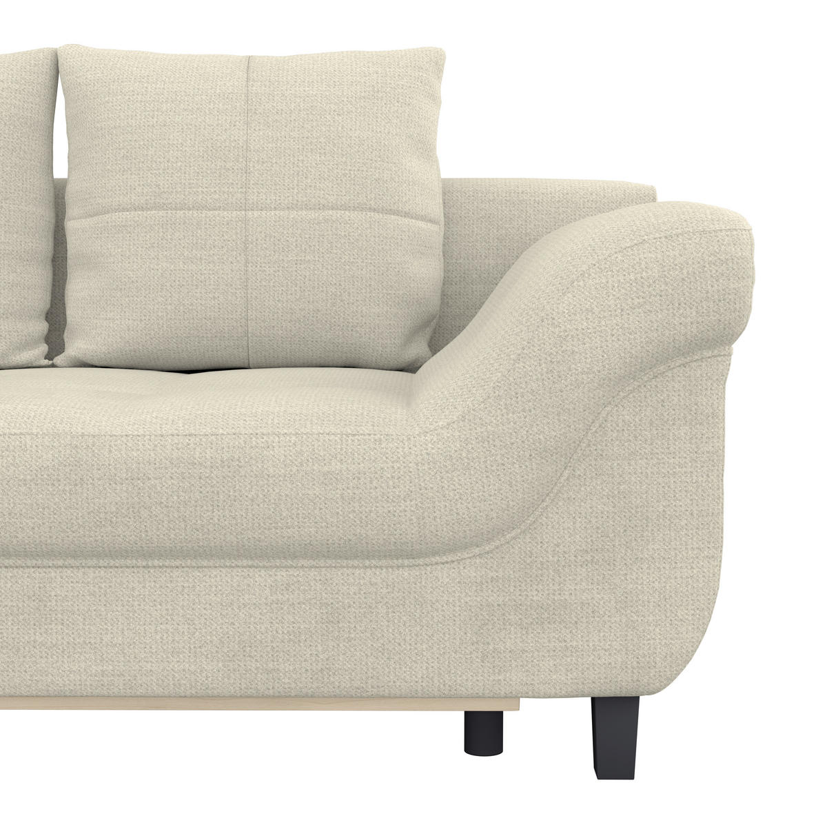 ECKSOFA MENDOZA NEW Hellgrau Chenille, Struktur Zierkissen, Rückenkissen, Bettkasten  - Hellgrau/Schwarz, KONVENTIONELL, Textil (197/309cm) - MID.YOU