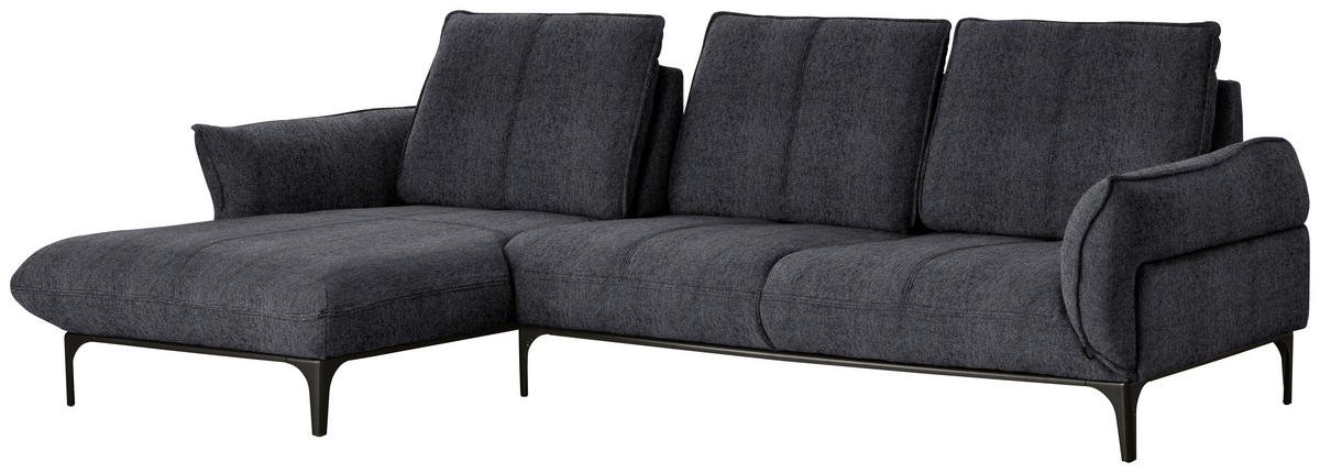 ECKSOFA in Webstoff Dunkelgrau  182/277 cm  - Dunkelgrau/Schwarz, Natur, Textil (182/277cm) - Valnatura