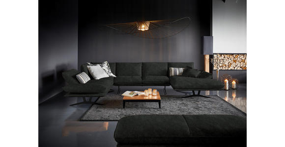 WOHNLANDSCHAFT in Echtleder Dunkelgrün - Dunkelgrün/Schwarz, Natur, Leder/Metall (217/359/155cm) - Dieter Knoll
