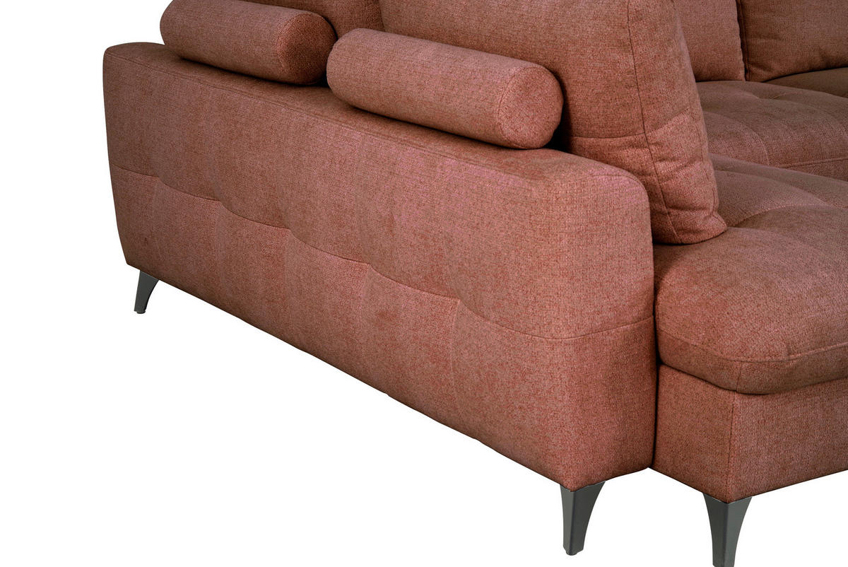 WOHNLANDSCHAFT Rot Chenille  - Rot/Schwarz, KONVENTIONELL, Textil/Metall (188/340/160cm) - Xora