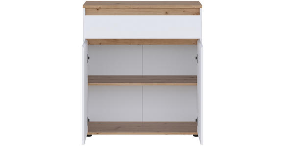 KOMMODE , 80/93/38 cm, 1 Schublade(n)  - Schwarz/Weiß, MODERN, Holzwerkstoff/Kunststoff (80/93/38cm) - Carryhome