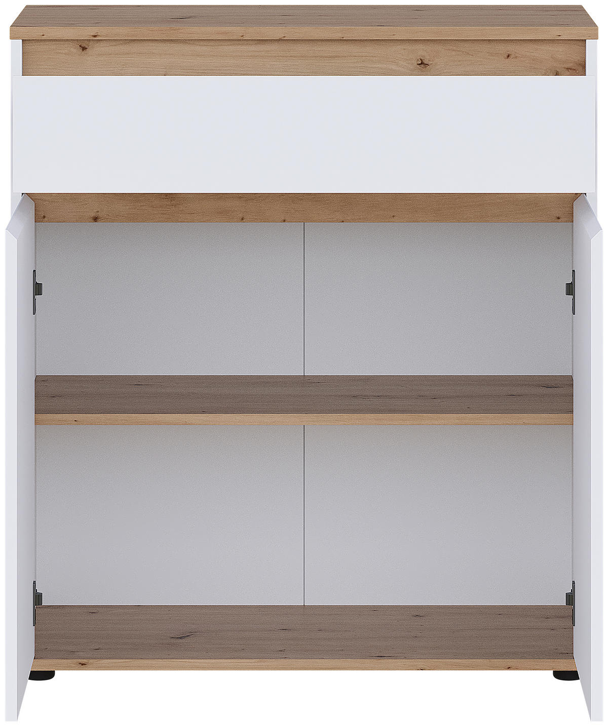 KOMMODE , 80/93/38 cm, 1 Schublade(n)  - Schwarz/Weiß, MODERN, Holzwerkstoff/Kunststoff (80/93/38cm) - Carryhome