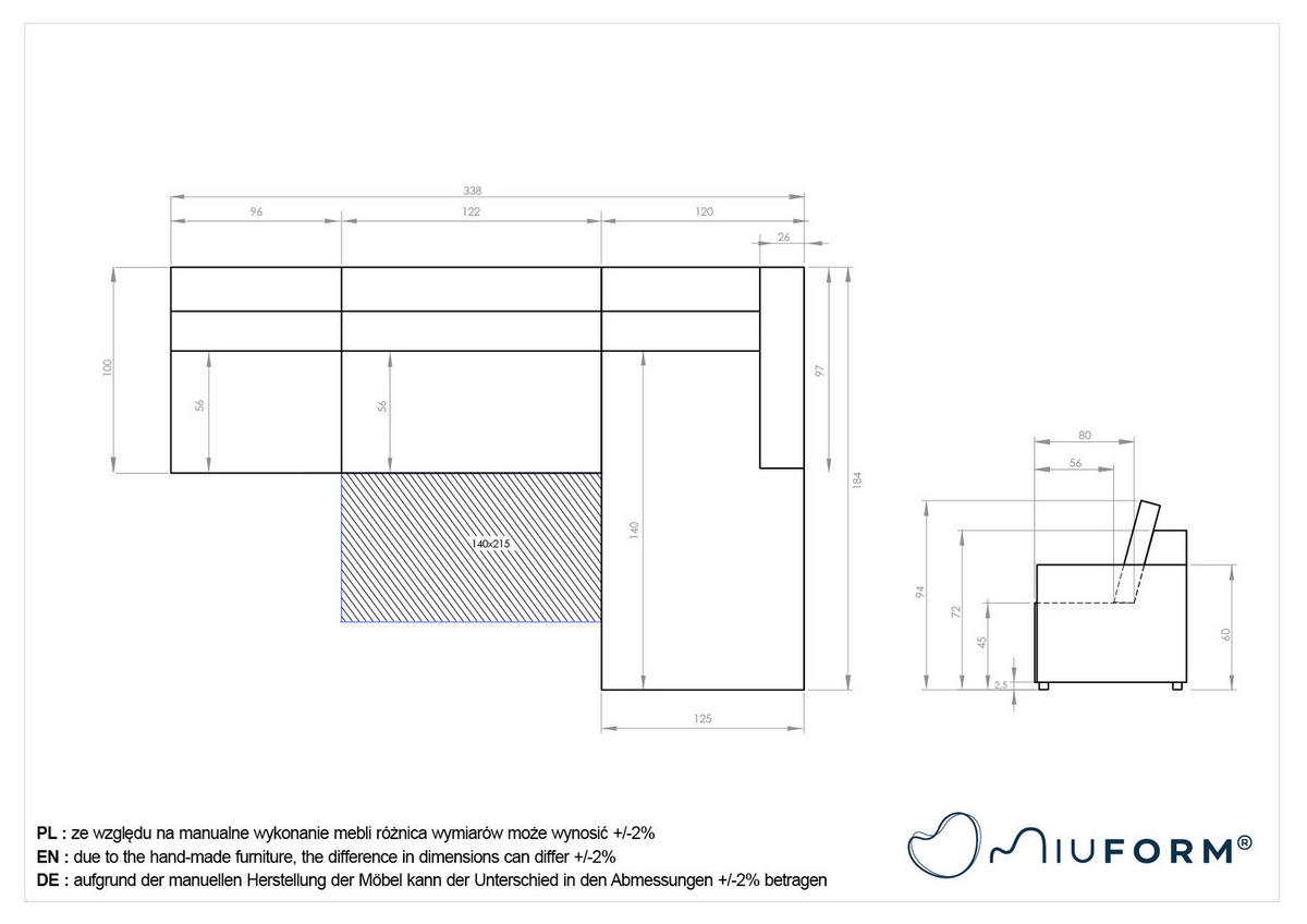 ECKSOFA Grau  - Schwarz/Grau, Design, Textil (338/184cm) - MID.YOU