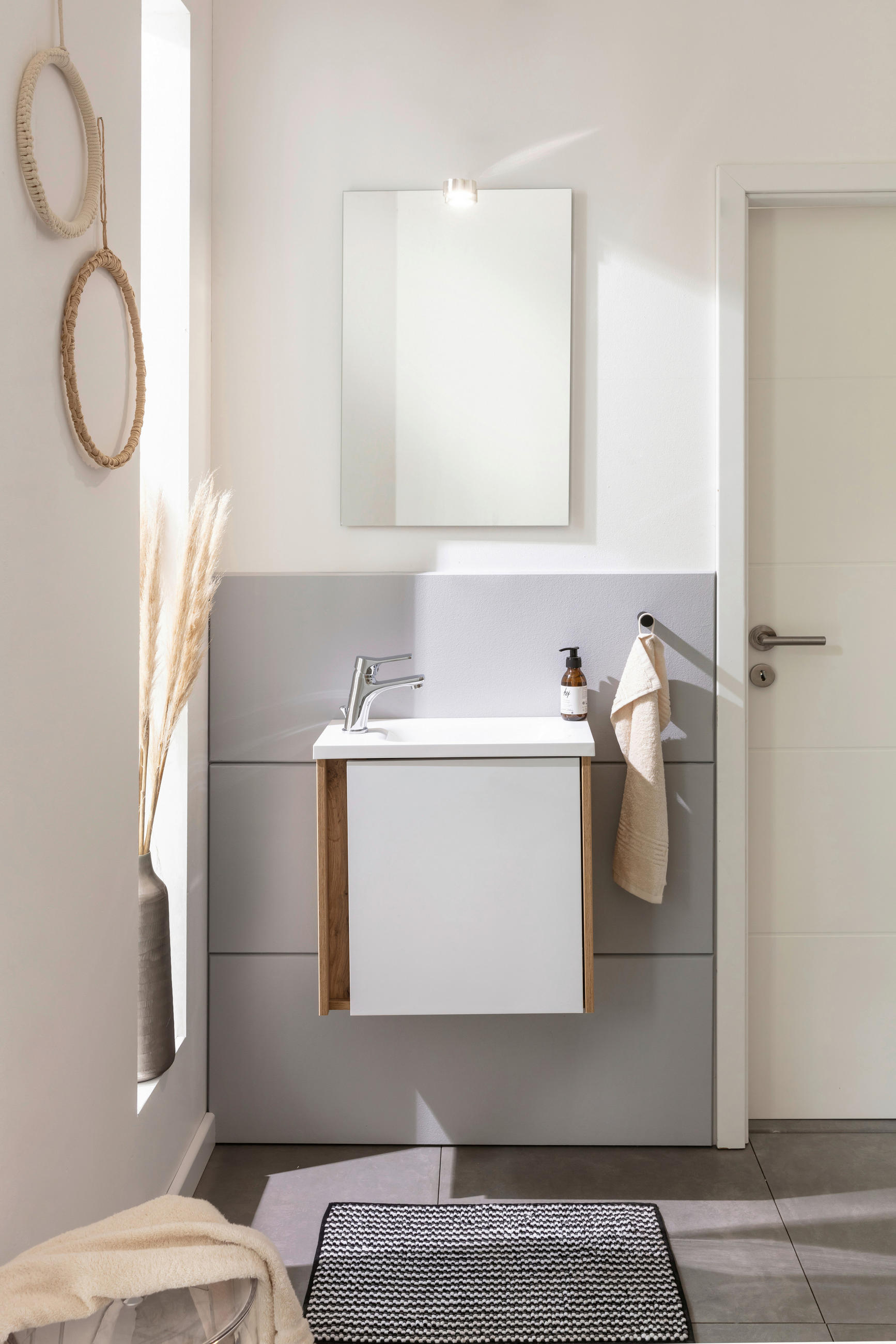 GÄSTEBAD - Weiss/Eichefarben, Konventionell, Glas/Holzwerkstoff (50cm) - Xora