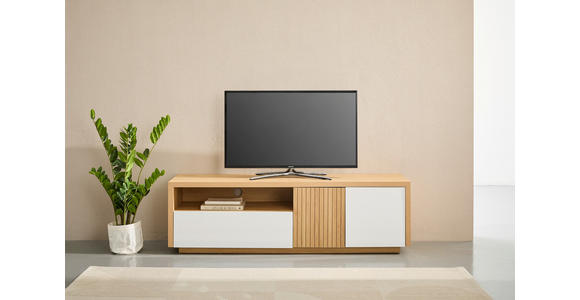 LOWBOARD  in 162/49/40 cm  - Weiß Hochglanz/Eichefarben, KONVENTIONELL, Holzwerkstoff (162/49/40cm) - Xora