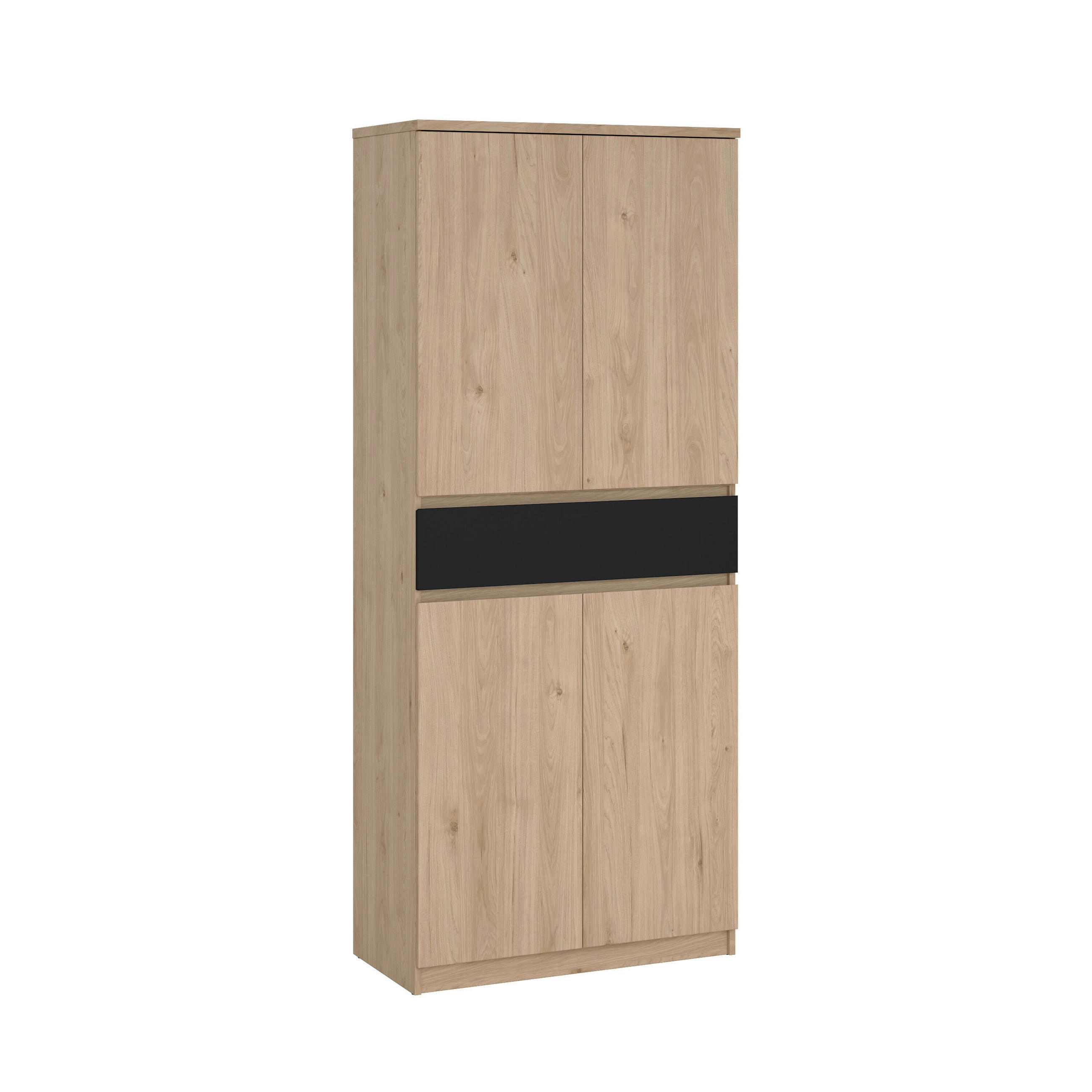 SCHUHSCHRANK Naia  in 80,4/191,7/40 cm  - Eichefarben/Schwarz, Design, Holzwerkstoff (80,4/191,7/40cm) - Livetastic
