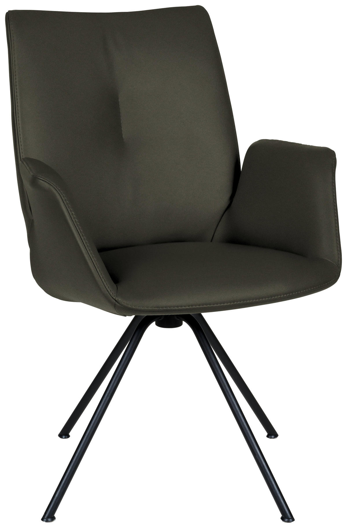 ARMLEHNSTUHL  in Stahl Echtleder pigmentiert  - Dunkelgrün/Schwarz, Design, Leder/Metall (65/91/63cm) - Dieter Knoll
