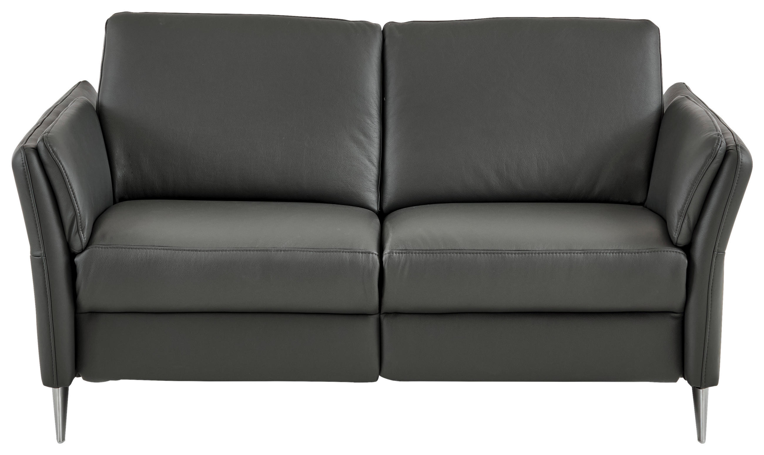 2,5-SITZER Echtleder Anthrazit  - Anthrazit/Alufarben, Konventionell, Leder/Metall (164/84/99cm) - Dieter Knoll