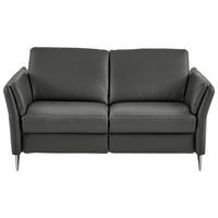2,5-SITZER Echtleder Anthrazit  - Anthrazit/Alufarben, Konventionell, Leder/Metall (164/84/99cm) - Dieter Knoll