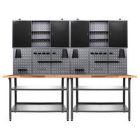 WERKBANKSET 240/205/60 cm  - Anthrazit/Grau, Basics, Holz/Metall (240/205/60cm)