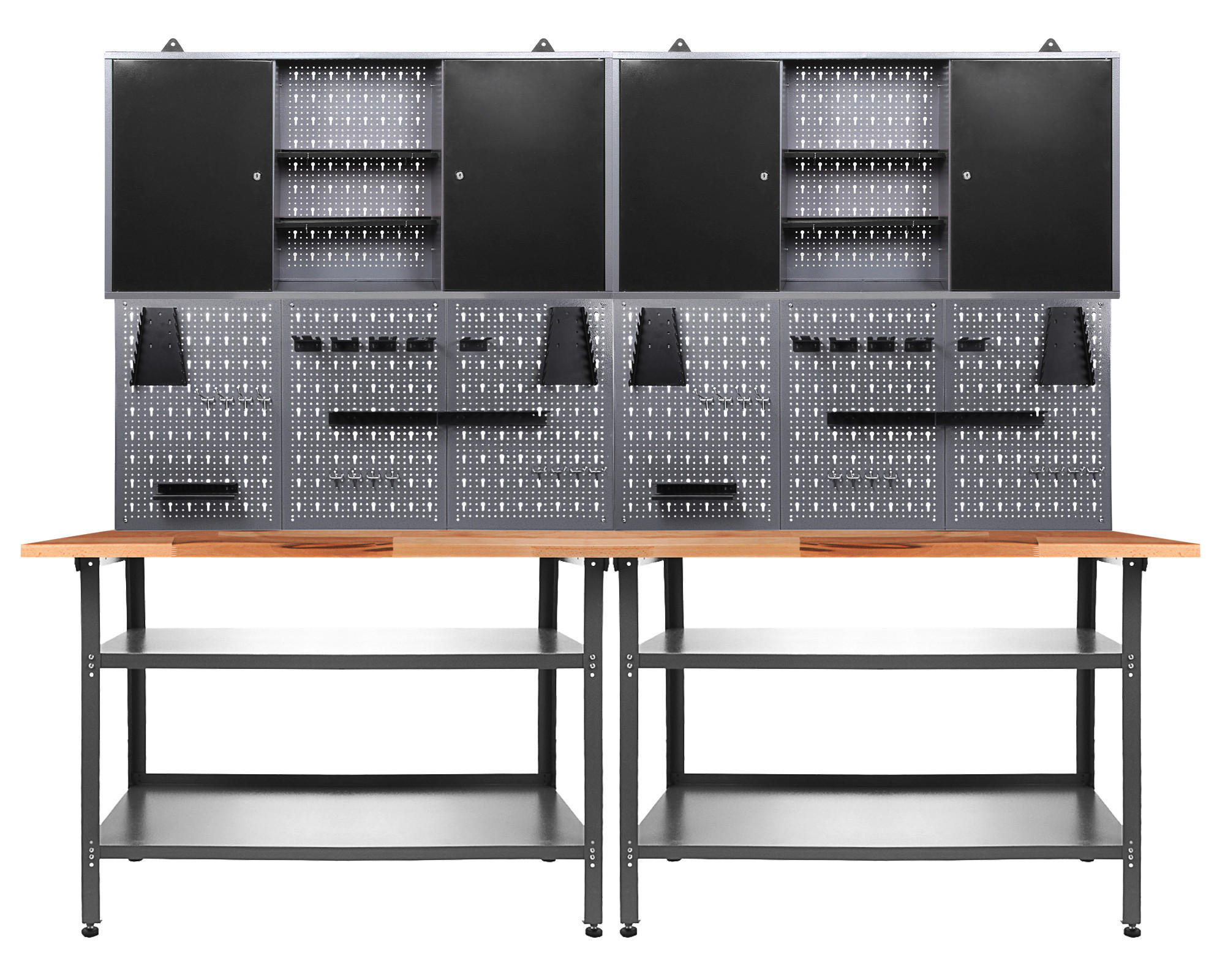 Werkbank-set Nobbi Echtholz/stahl B: 240 Cm