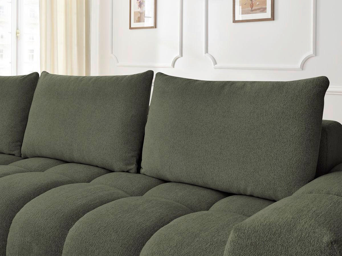 ECKSOFA Ottomane links  EVEREST Grün Flachgewebe  - Schwarz/Grün, MODERN, Kunststoff/Textil (210/352cm)