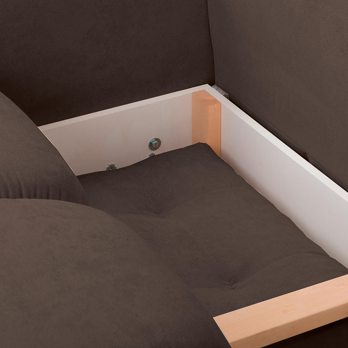 ECKSOFA in Mikrofaser Braun  - Silberfarben/Braun, Design, Textil/Metall (256/175cm) - Livetastic