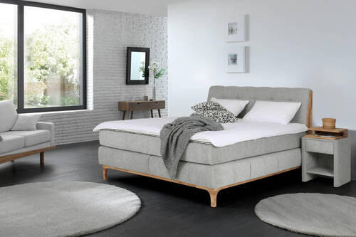 BOXSPRINGOVÁ POSTEĽ, 180/200 cm, platinová - farba duba/platinová, Konventionell, drevo/kompozitné drevo (180/200cm) - Welnova