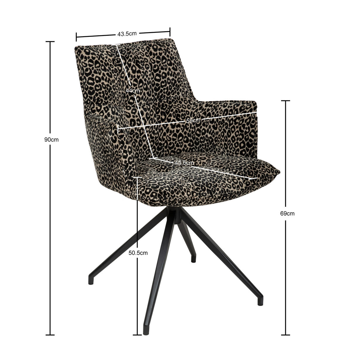 ARMLEHNSTUHL  in Eisen Jacquard  - Hellbraun/Schwarz, Design, Textil/Metall (59/89.5/63cm) - Novel