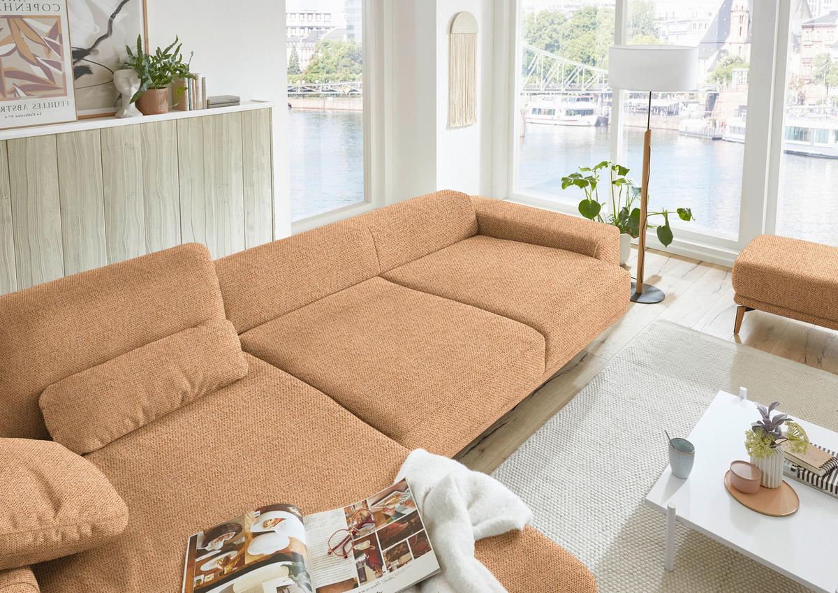 ECKSOFA in Flachgewebe Currygelb  - Wildeiche/Currygelb, Design, Holz/Textil (193/334cm) - Niels Andersson