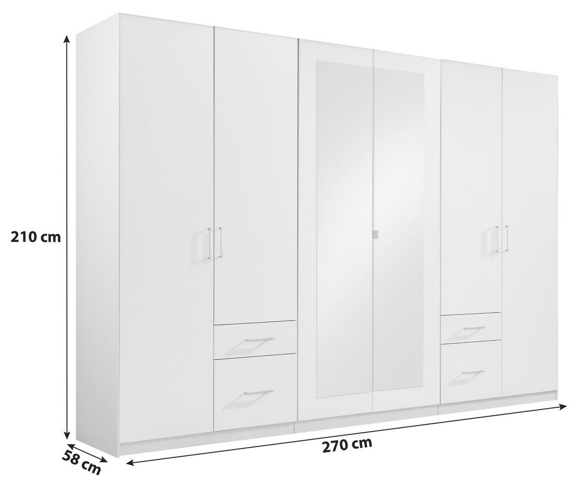 RUHÁSSZEKRÉNY fehér, tölgyfa  - ezüst/tölgyfa, Design, műanyag/faalapú anyag (270/208/58cm) - Carryhome