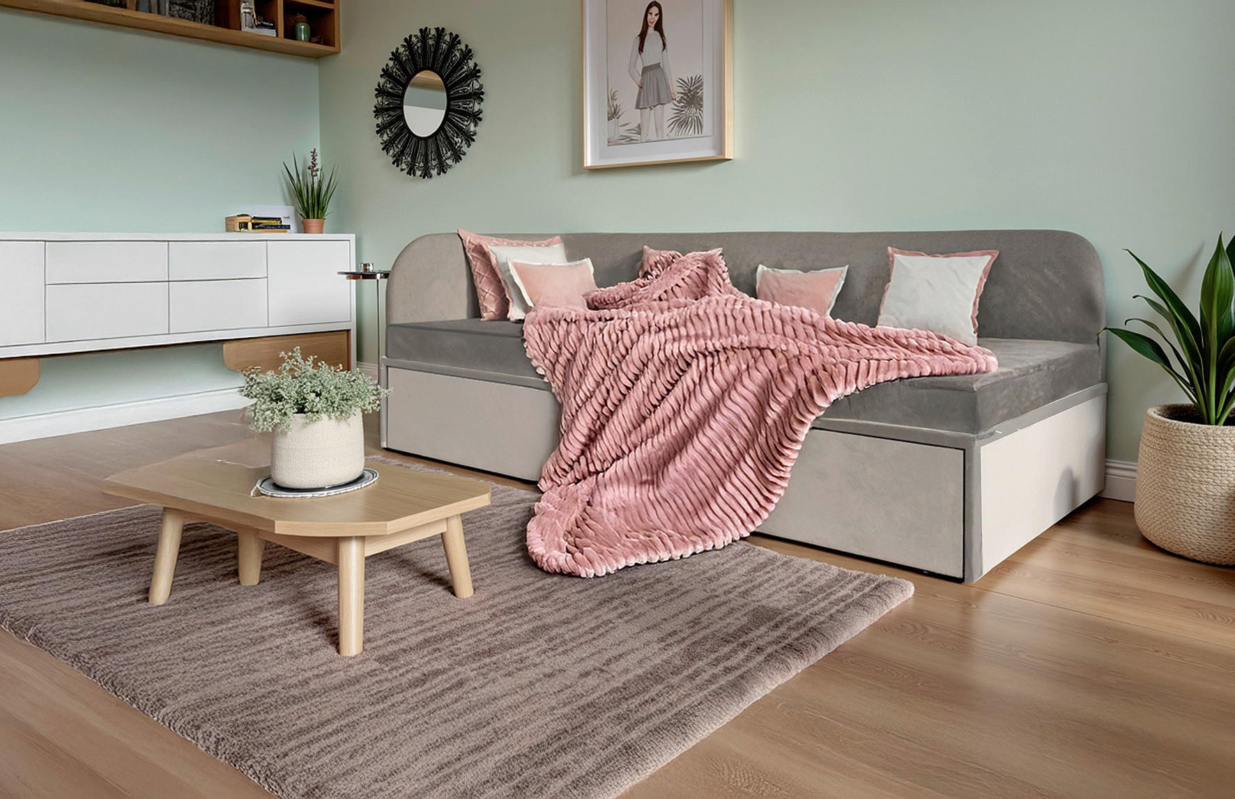 POLSTERBETT Matratze, Bettschubladen 90/200 cm  in Graphitfarben  - Graphitfarben, MODERN, Textil (90/200cm) - Livetastic