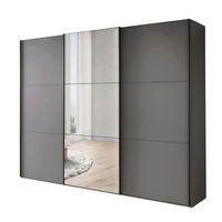 SCHWEBETÜRENSCHRANK 225/217/67 cm,  in Lavagrau, 3 Tür(en)  - Lavagrau/Schwarz, MODERN, Glas/Holzwerkstoff (225/217/67cm) - Chameo