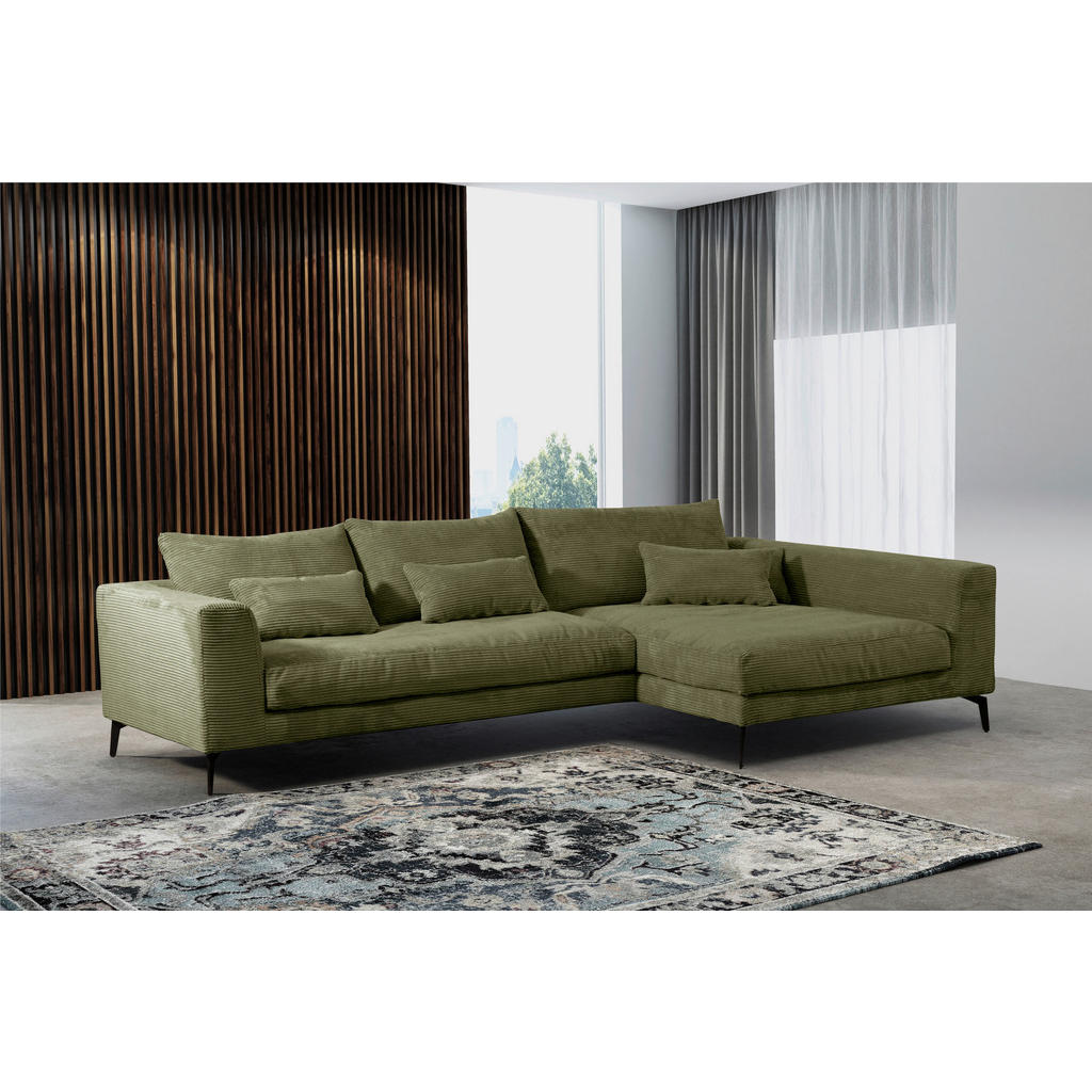 Thumbnail - Livetastic Ecksofa, Olivgrün, Textil, 3-Sitzer, Füllung: Schaumstoff,Silikon, Ottomane rechts, L-Form, 313x172 cm, Made ...