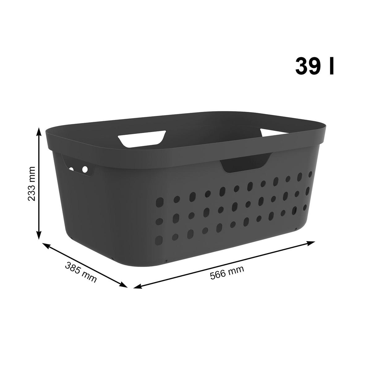 WÄSCHEKORB - Anthrazit, KONVENTIONELL, Kunststoff (38.5/23.3/56.6cm) - Rotho