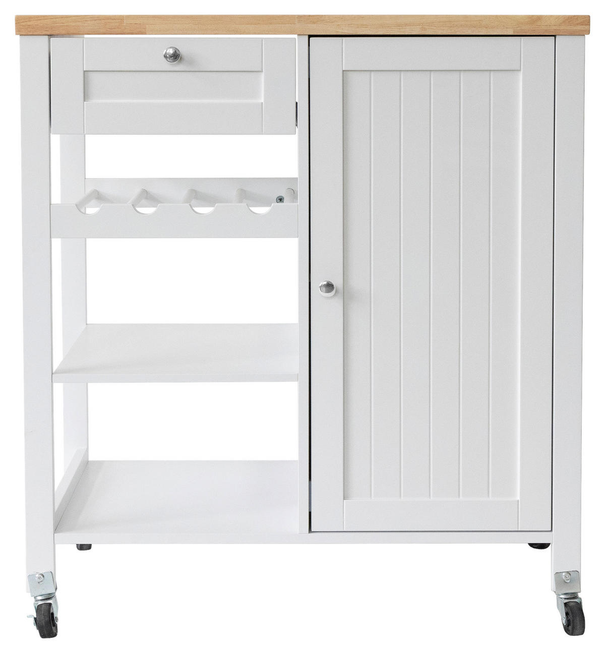 SERVIERWAGEN , Weiss  - Weiss/Silberfarben, Basics, Holz/Holzwerkstoff (80/89/47cm) - MID.YOU