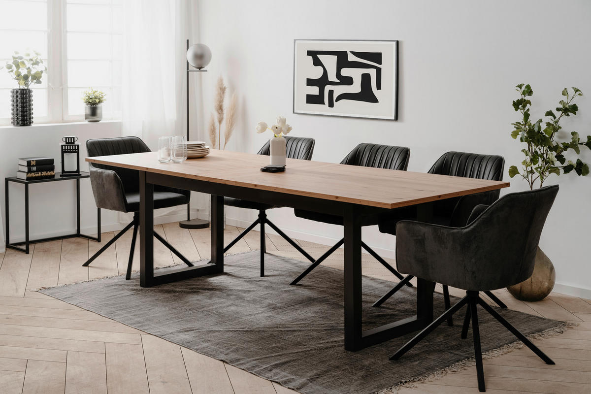 ESSTISCH in Holzwerkstoff 200/90/75 cm  - Anthrazit/Eiche Artisan, Basics, Holzwerkstoff (200/90/75cm) - MID.YOU