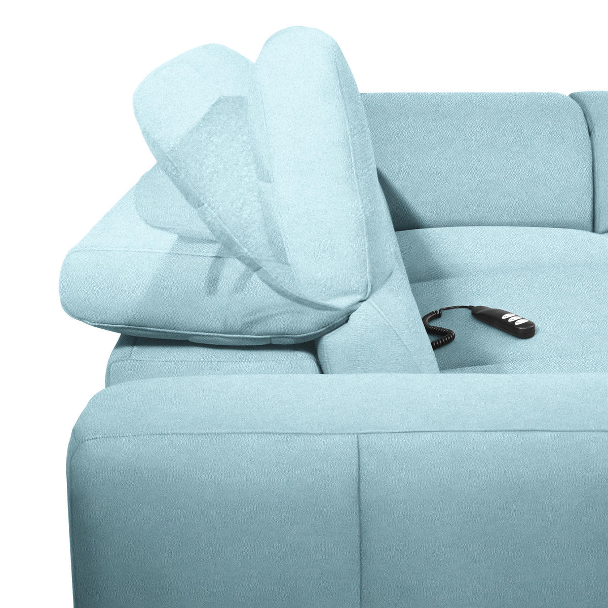 ECKSOFA Hellblau Flachgewebe  - Schwarz/Hellblau, Design, Textil/Metall (290/238cm) - Pure Home Lifestyle