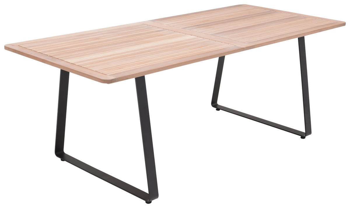 GARTENTISCH 208/89/74 cm Metall rechteckig  - Schwarz/Teakfarben, Design, Holz/Metall (208/89/74cm) - Ambia Garden