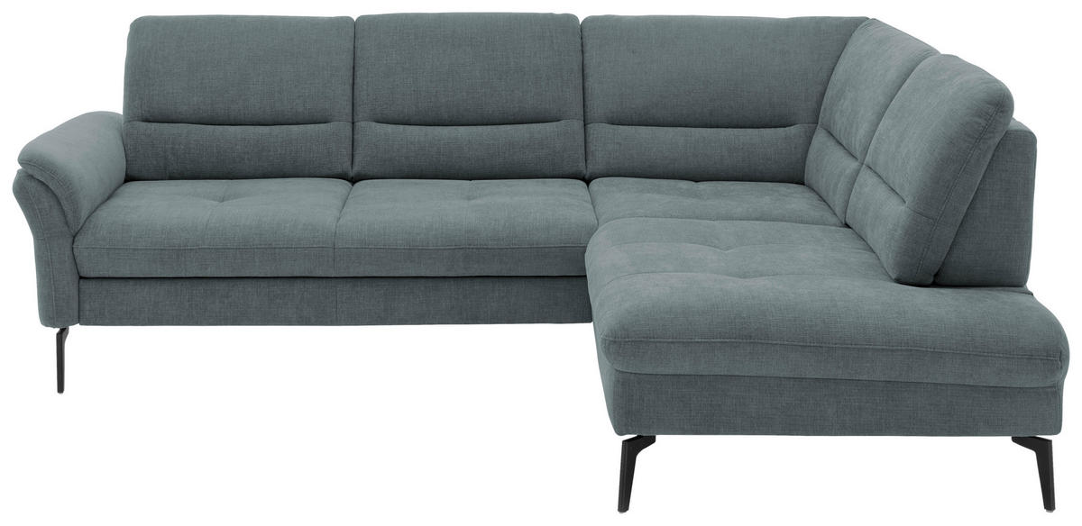 ECKSOFA in Webstoff Blaugrau  256/206 cm  - Blaugrau/Schwarz, Design, Textil/Metall (256/206cm) - Beldomo System