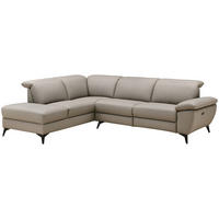 KOTNA SEDEŽNA GARNITURA, videz usnja pravo usnje, kombinacija pravo usnje/videz usnja rjavosiva  - rjavosiva/črna, Design, kovina/tekstil (222/274cm) - Xora