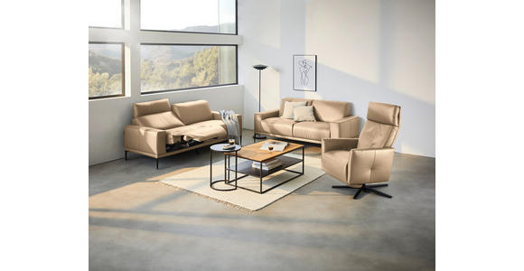 2,5-SITZER in Leder Beige - Beige/Schwarz, Design, Leder/Metall (200/102/92cm) - Johann Jakob