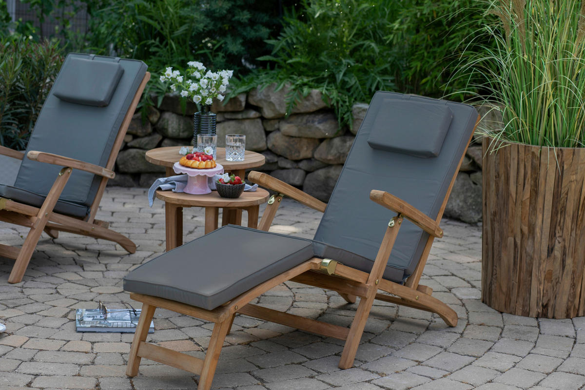 BÄDERLIEGE 60/93/170 cm  - Grau/Teakfarben, Basics, Holz (60/93/170cm)