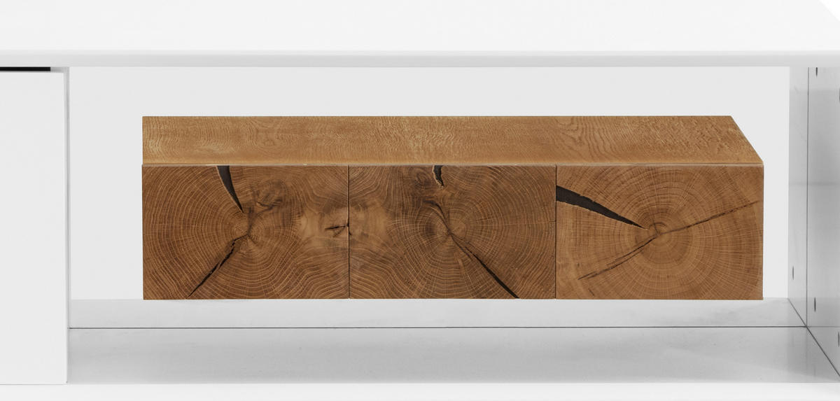 Couchtisch Hasti Eiche furniert rechteckig Weiß, Eichefarben  - Eichefarben/Weiß, Design, Holz/Holzwerkstoff (120/40/60cm) - MID.YOU