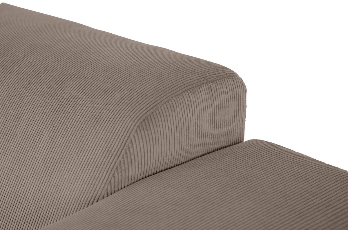 ECKSOFA ERNO in Cord Taupe  262/183 cm  - Taupe/Schwarz, Design, Textil/Metall (262/183cm) - MID.YOU