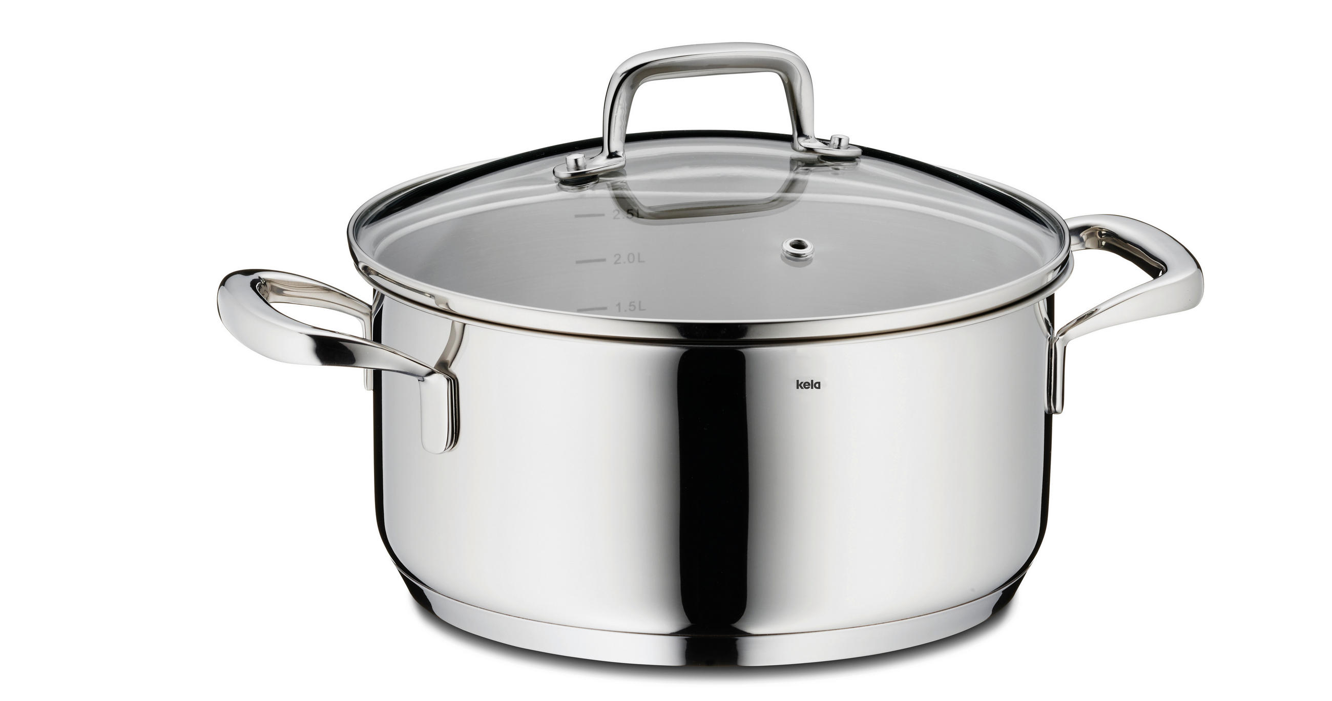 BRATENTOPF Flavoria 2,4 l  - Transparent/Silberfarben, KONVENTIONELL, Glas/Metall (20/10cm) - Kela
