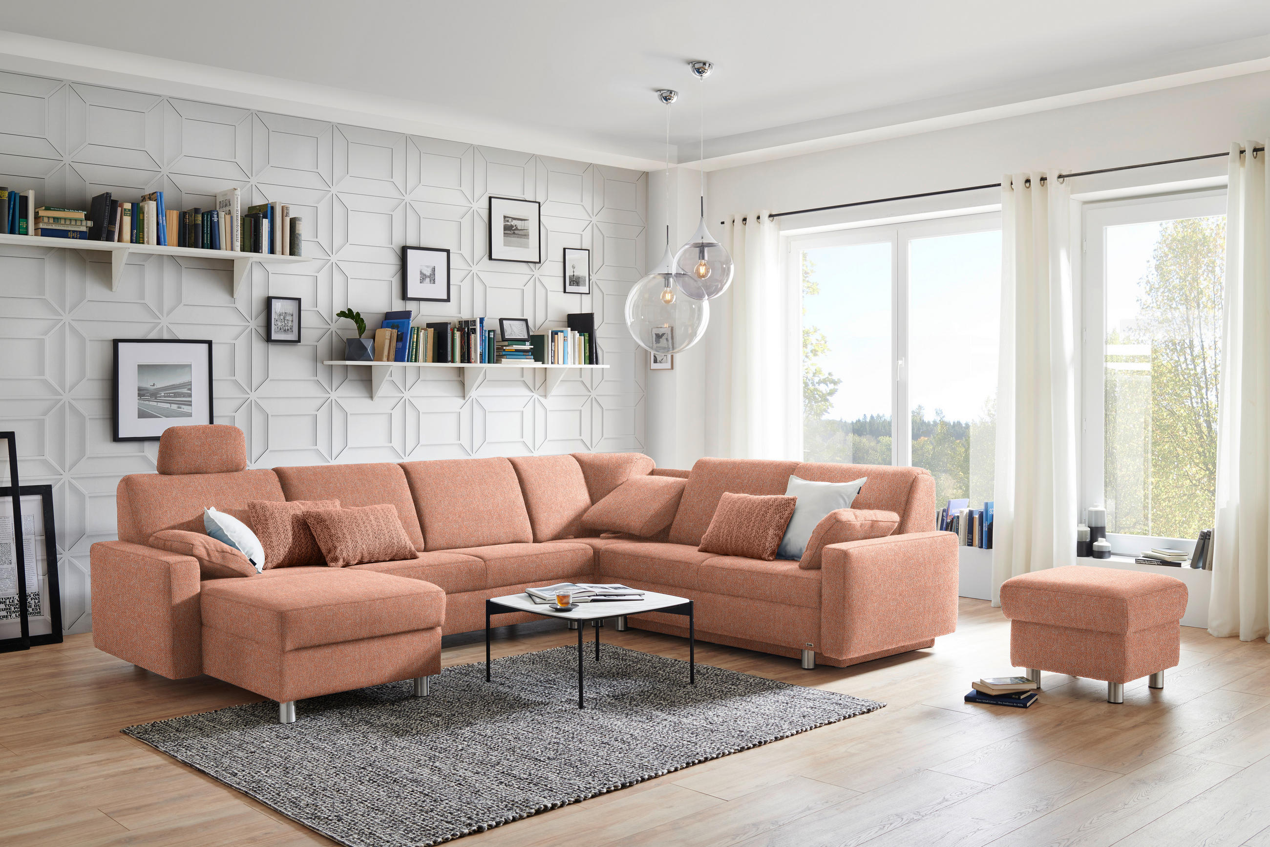 WOHNLANDSCHAFT in Chenille Orange  - Alufarben/Orange, KONVENTIONELL, Kunststoff/Textil (158/322/236cm) - Sedda