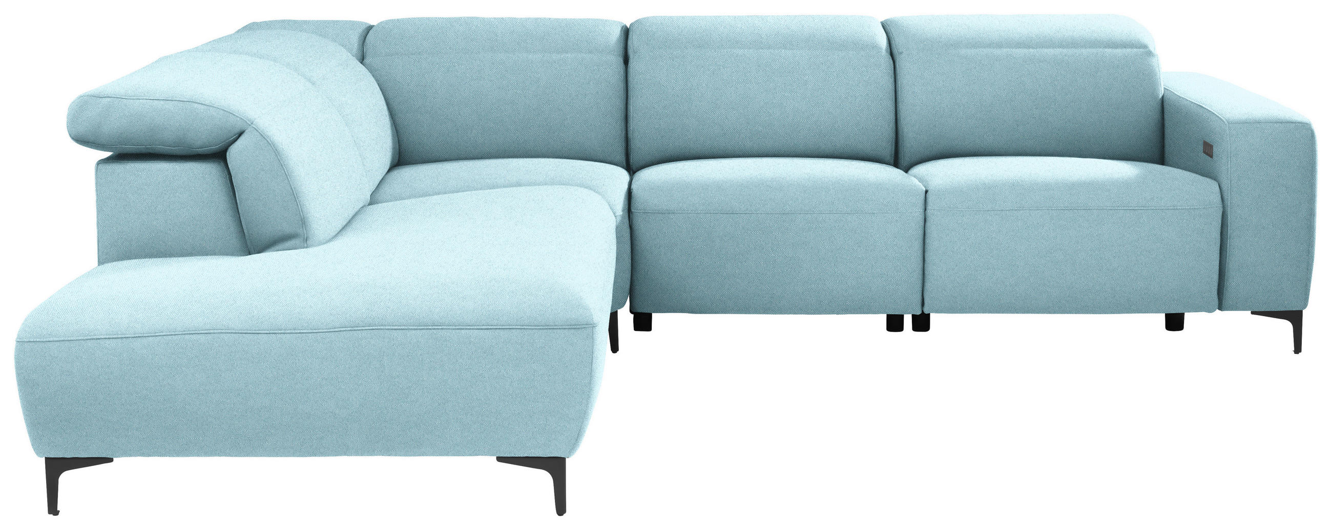 ECKSOFA Hellblau Flachgewebe  - Schwarz/Hellblau, Design, Textil/Metall (238/290cm) - Pure Home Lifestyle