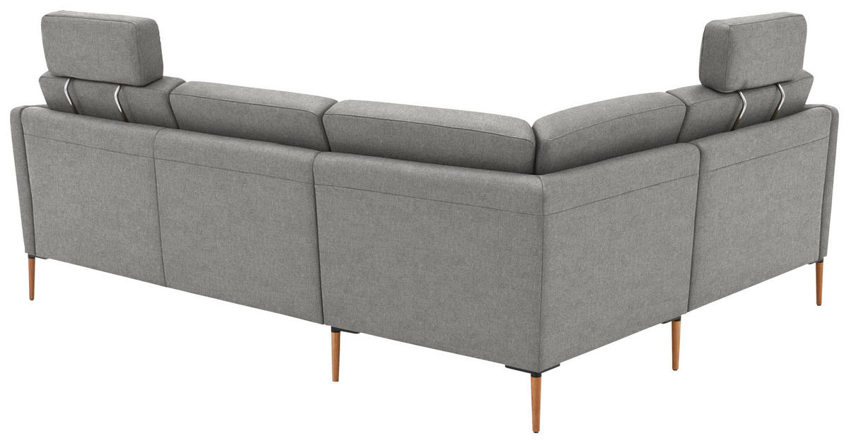 ECKSOFA  in Flachgewebe Hellgrau  189/236 cm  - Eichefarben/Hellgrau, Design, Holz/Textil (189/236cm) - Valnatura